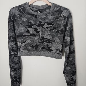 Camo Long Sleeve Crop Top By GYMSHARK